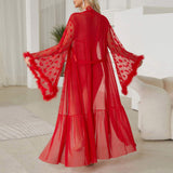 Sexy Ice Silk Cardigan Pajamas Sexy Japanese Night Gown Transparent Bathrobe