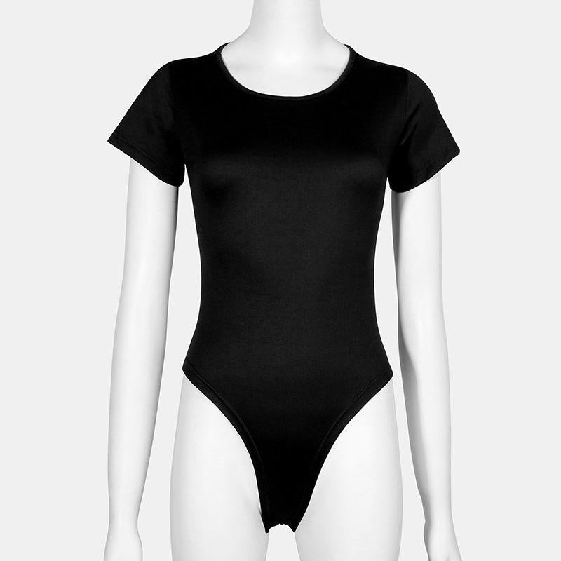 Manufacturer Custom Women's Solid Color Sexy Slim Fit Short Sleeve Tight Fitting Top Jumpsuit Seamless Jumpsuit
