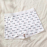 Breathable Soft Mid Waist Pink Color Dachshund Pattern Woman Panties Ladies Boyshort for Daily