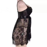 3XL 4XL 5XL Plus Size Sexy Lace Evening Dresses Women's Sleepwear Seductive Pajamas
