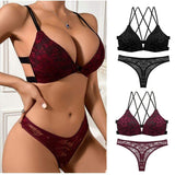 Best Selling Products Hot Front Buckle Lace Sexy Bra Panty Bra Brief Sets