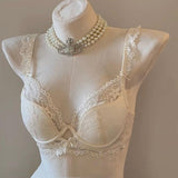 French Style Pure Desire Lace Underwear Women's Big Chest Small Comfortable Traceless Breast-free Rings Anti-sagging Bra Set