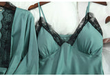 Women's Underwear Pajamas Sets Lingerie Dress Sexy Silk Satin Robe 4pcs Sleepwear Cami Top Stain Pjs for Women
