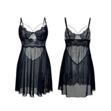 Sexy Lingerie Lace Strap Nightdress Hollowed See-through Mesh Breathable Stretch Comfortable Thin Dobby