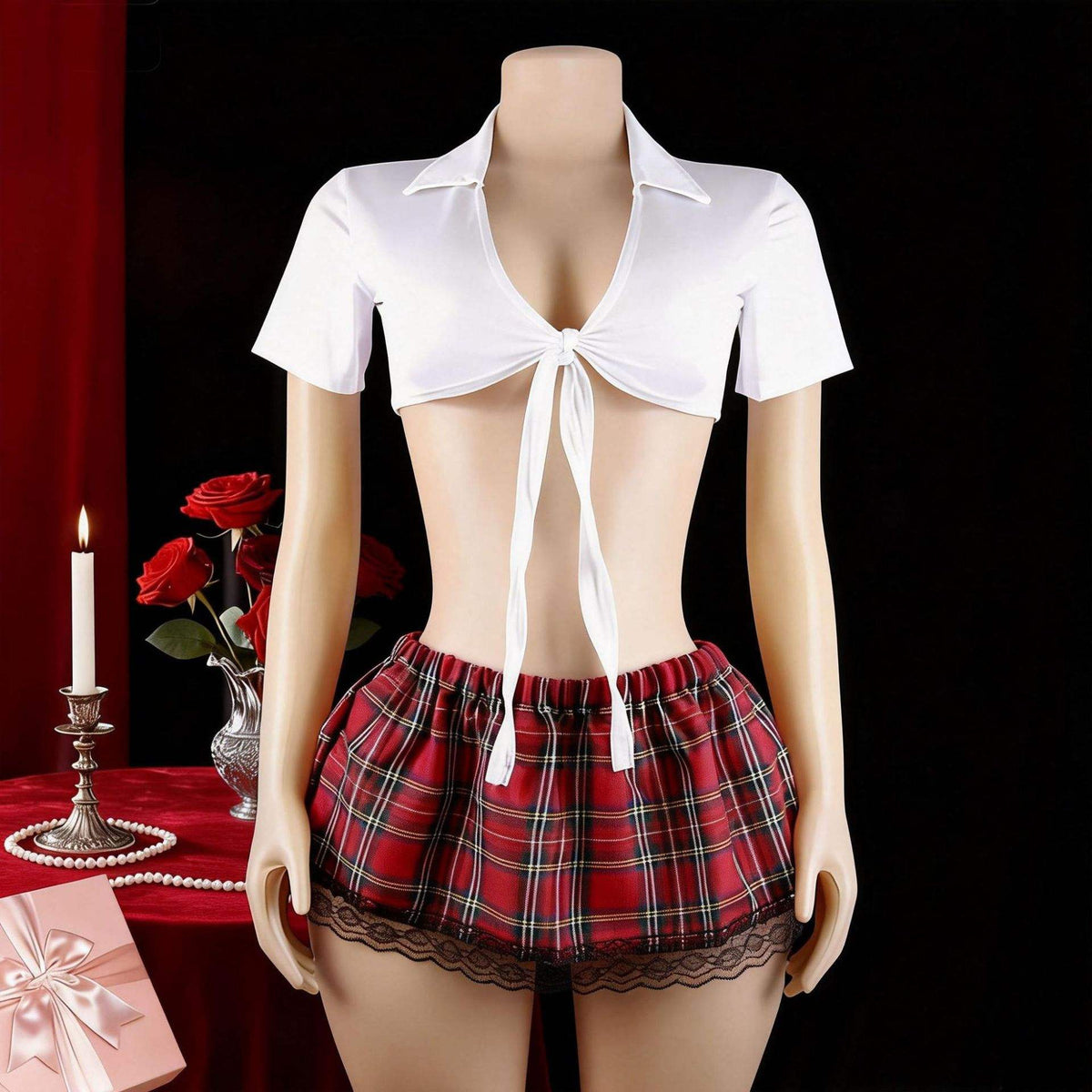 European American Sexy Lace Women's Lingerie Uniform Seductive Role-Playing Short