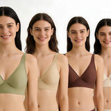Traceless Solid Nylon Jelly Bra Wireless Women's Deep V Thin Soft Support Comfortable Big Chest Small U Back Half Cup Bras