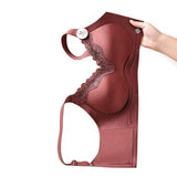 Sexy Thin Lace Bra Fixed 3/4 Cup Glossy Finish for Women 3D Jelly Soft Support Seamless Shaping Side Breast Gathering Four Hook
