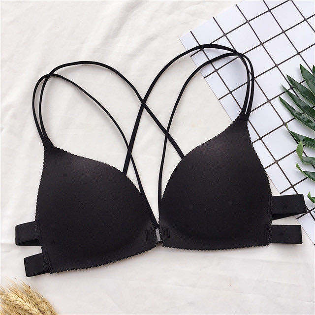Seamless Front Buckle Tube Top Wrapped Chest Strappy Push up Bra for Women