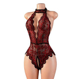 Open-Crotch Strapless Lace Nylon Bodysuit Tight-Fitting European American