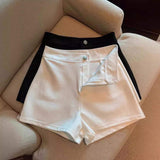 Spring Summer Collection Women's Casual A-Shaped Hot Pants Shorts High Waist Slimming Stretch Skinny Black Lower Body