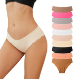 Plus Size Women's Anti-Bacterial Thin Low-Rise Breathable Nylon Bikini Panties Wave Edge Invisible Seamless Underwear