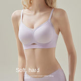 Pure Desire Women's Comfortable Wire-Free Large Chest Anti-Sagging Solid Small V-Neck Traceless Breathable