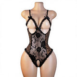 Sexy Bodysuit Open-Crotch No-Removal Leopard Print Bodycon Women's Seductive Lingerie Sheer ODM Plus Size