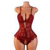 European American Sexy Lace Thin Open-Crotch No-Removal Bodysuit Lingerie Women's Backless Seductive Hot