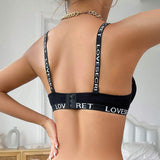 Adjustable Letter Shoulder Strap Bra Back Shaper Breathable Push up Seamless Bra and Panties Set